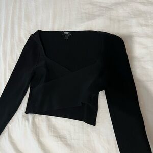 Black Long Sleeve Express  Crop Top